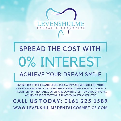 LevenshulmeDen2's tweet image. We now offer interest free credit!
📞0161 225 1589. Full t&amp;amp;cs apply.
💻 levenshulmedentalcosmetics.com
#dental #dentist #dentistry #implantdentistry #quickstraightteeth #whitening #smilemakeover #Invisalign #manchesterdentist #manchesterdentistry #levenshulme #didsbury #stockport