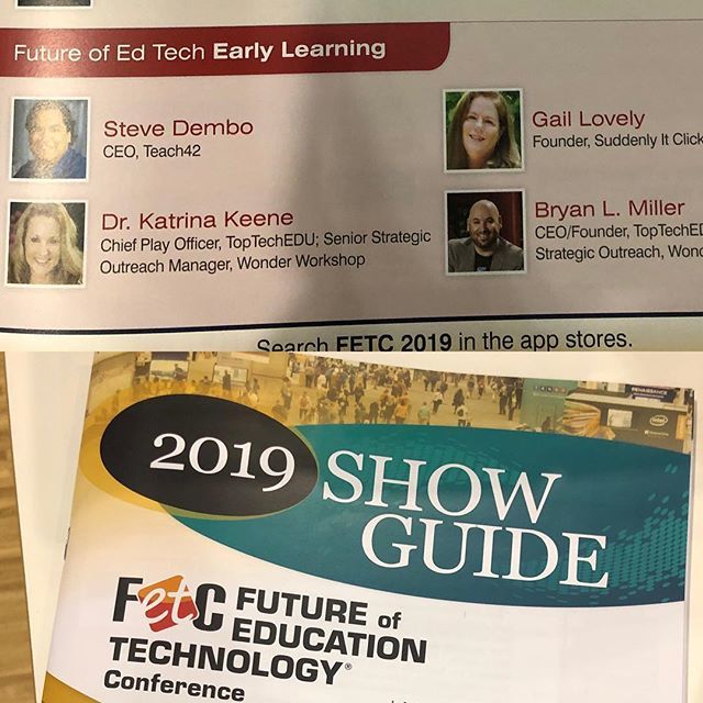 DocKatniss's tweet photo. Thrilled to once again be in the @FETC show guide w my pal @edtechnerd! @wonderworkshop @toptechedu #fetc #dashanddot #cuerobot #ttedu #playdagogy #pedagogyseries #codedagogy #robotics #stem #edtech #education #leadership #kinderchat https://t.co/m7fQnyjjTi https://t.co/A46ACRngHe