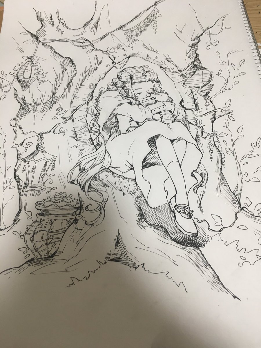 色塗る前のが綺麗っていう結末を迎えそうな死にかけの線画 
