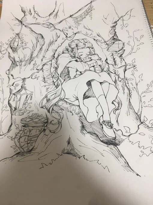 色塗る前のが綺麗っていう結末を迎えそうな死にかけの線画 