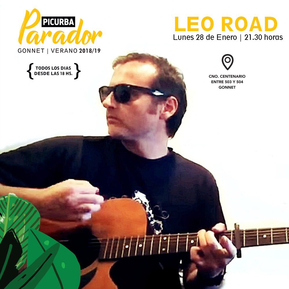 🎵 🎸 Show en vivo 🎸🎵👉🏻 Hoy 🎙 Leo Road, a partir de las 21.30 hs 🎙

Ponele onda a tu verano, vení a disfrutar de #PicurbaParador 🏖 🍹🍔🍻🍕🍦

Todos los días desde las 18 en Camino Centenario entre 503 y 504.