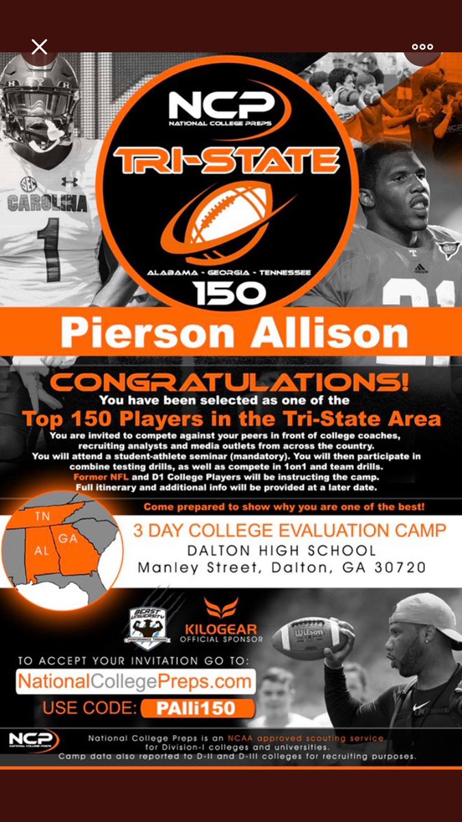 pierson517's tweet photo. God is great! Thanks for the invite ⁦@tristatetop150⁩. ⁦@NwGaFootball⁩                                  ⁦@BlitzSportsGA⁩ https://t.co/FcVOyYZDZ7