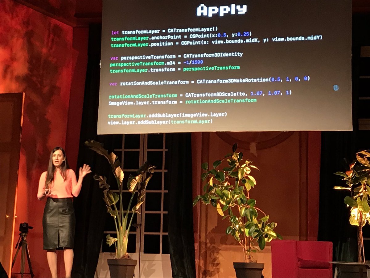 Shuttle_Project's tweet photo. @JaninaKutyn explains the matrices hidden behind CATransform3D API #dotSwift https://t.co/s4FILI7WXz
