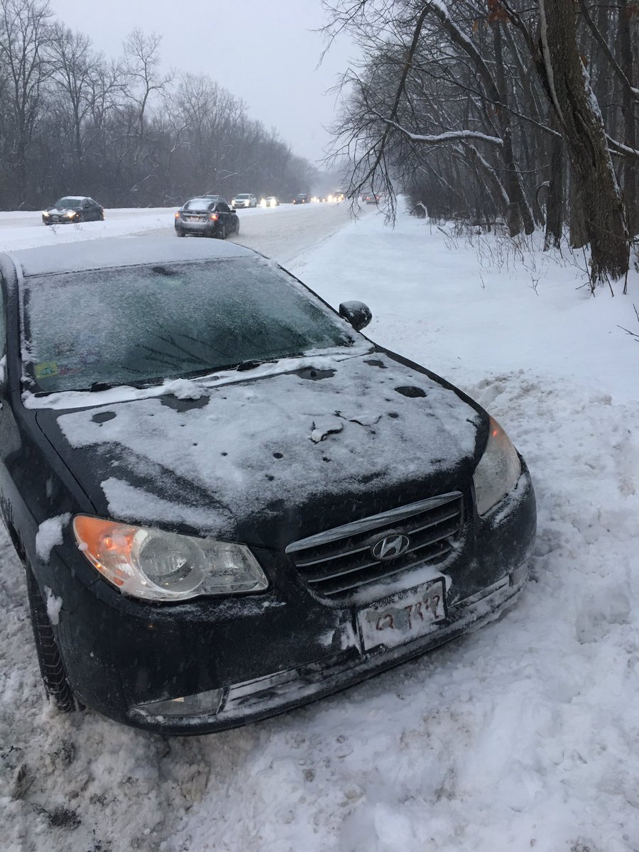 alivanisevic's tweet photo. Drive safely everyone! Spun out and into the snow on my way to my first day of work 🤦🏽‍♀️no such thing as driving too slow in this weather! Faith in humanity restored due to the kind strangers who dug me out! https://t.co/46qpBOm1eg