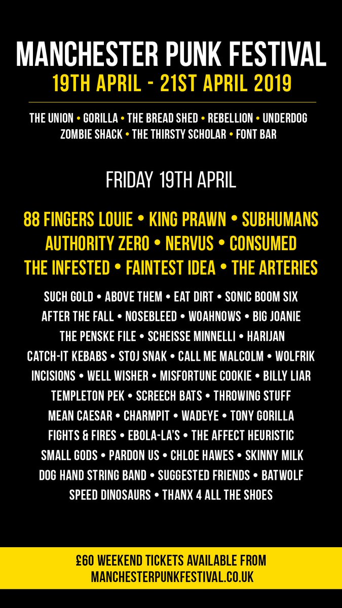 FINAL BANDS ANNOUNCED! DAY SPLITS ANNOUNCED!

This is the biggest and best MPF line-up we've had to date. We couldn't be happier with the mix of bands playing. Please share this round!

Get your tickets now: bit.ly/mpf2019-tix