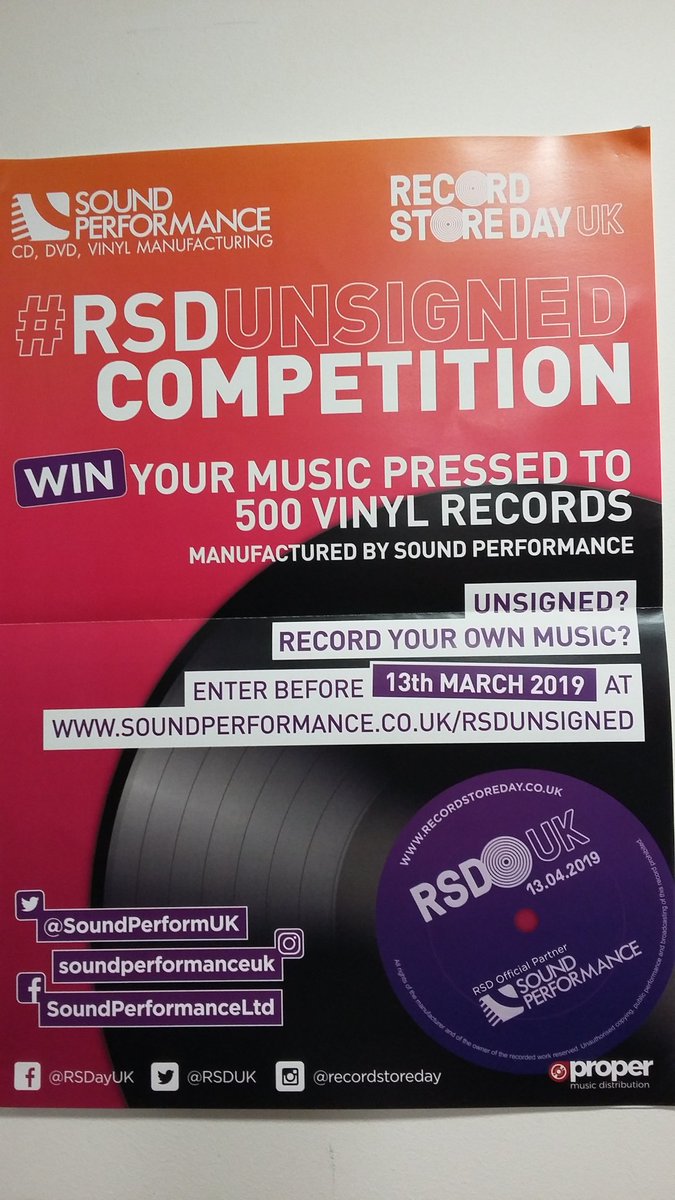 Calling all unsigned bands. This is an opportunity not to miss! 
@RSDUK @SoundPerformUK #livemusic #rsdunsigned #vinyl #VinylRecords