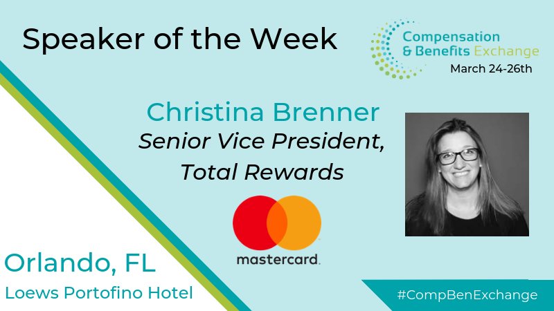 IQPCNAExchange's tweet photo. This week’s #CompBenExchange 2019 #SpeakeroftheWeek is Christina Brenner, SVP of Total Rewards at @Mastercard She will be sharing her thoughts on Emerging Benefits for Niche Segments. Check out more sessions here: https://t.co/J8SXtEStkn. https://t.co/qGRxoGTP2R