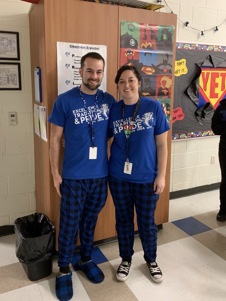 BrewerEducator's tweet photo. Pajama Day/Twin Day At PM. https://t.co/JakCbHPRns