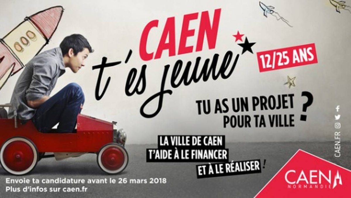ENSICAEN's tweet photo. Caen t'es jeune : un dispositif et trois propositions pour valoriser l'initiative et l'engagement des jeunes à #Caen.
- Le prix #Jeunes (12-25 ans)
- Le prix #Association
- Le trophée du jeune #bénévole
Retrouvez toutes les informations et conditions sur: https://t.co/4JZNxMIrXA https://t.co/YuzkMCVV2B