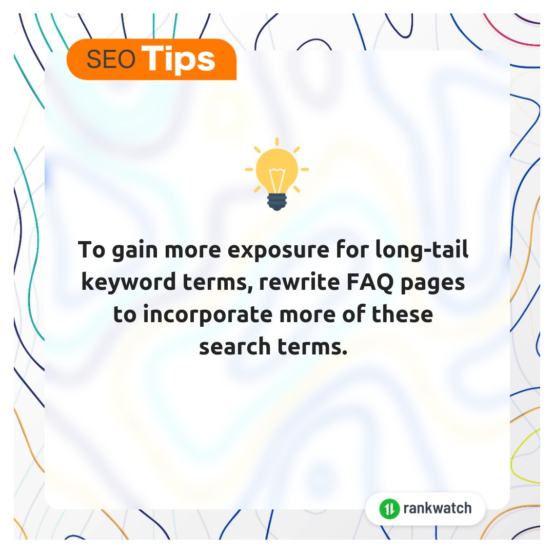 RankWatch's tweet image. Answer the &apos;Frequently Asked Questions&apos;
#SEO #seotips #optimisationtips #seosolutions #seosoftware
#digitalmarketing #rankwatch #instaseo #instadigitalmarketing #SEM #website #SEOlearning #seotool #websitedevelopement #brandwatch #conversations #contentmarketing
