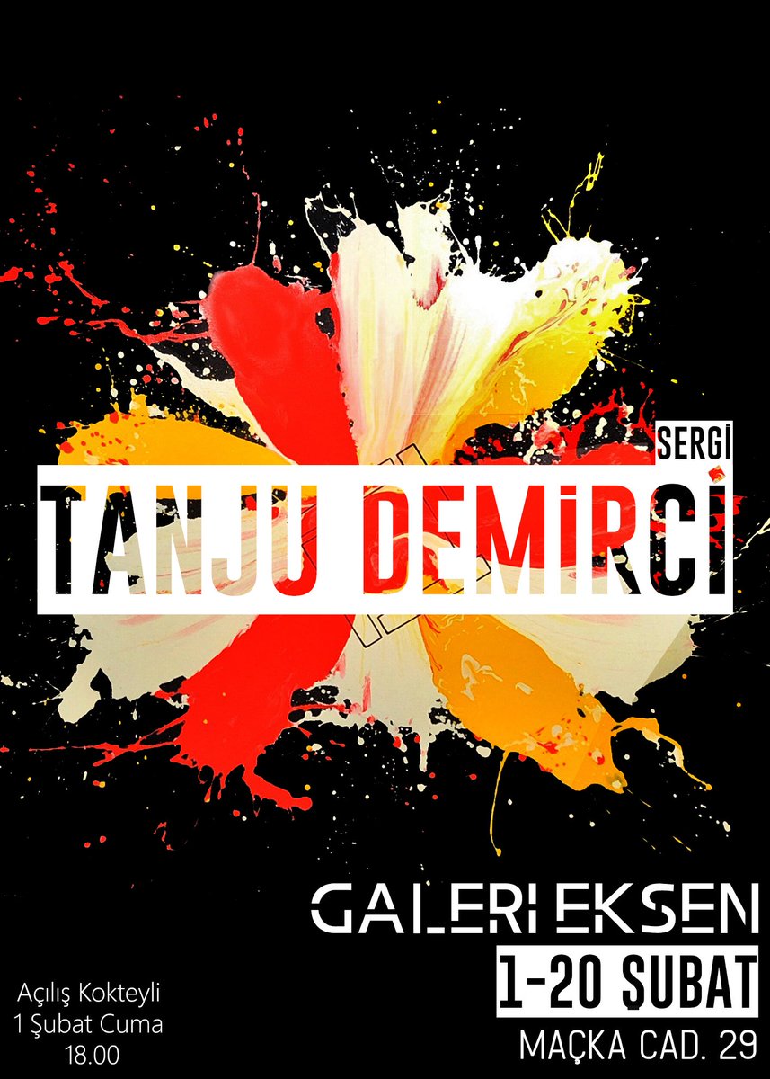Tanju Demirci Galeri Eksen'de!!!
Sergi Tarihi: 1-20 Şubat
Açılış kokteyli 1 Şubat Cuma 18.00 
Sergi açılışımızda siz değerli sanatseverleri aramızda görmekten mutluluk duyarız.