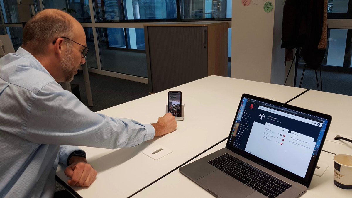 dw_innovation's tweet photo. Just now at the #DWlab: Our first @contentflowDE/limes_DNI test feat. @andygiefer, Olga Kisselmann & @lxplm. Insights: 1) Hooray for @OBSProject 2) Setting up, managing & editing multiple livestreams isn't something you do in 5 minutes. More info: https://t.co/almBSUTivE https://t.co/Ed00nViWps
