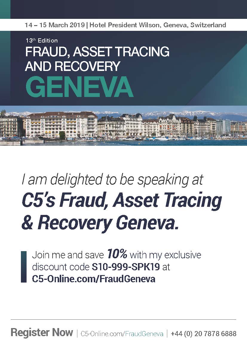 Edward H. Davis Jr, will be speaking at the C5 Fraud, Asset Tracing and Recovery Geneva Conference, March 14 - 15, 2019. For more details click the link below: 
c5-online.com/fraud-asset-tr…