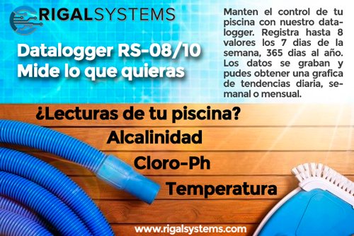 RigalSystems's tweet photo. Manten el control de tu piscina con nuestro datalogger. Registra hasta 8 valores los 7 dias de la semana, 365 dias al año. Los datos se graban y pudes obtener una grafica de tendencias diaria, semanal o mensual. https://t.co/4RovjzWD8K