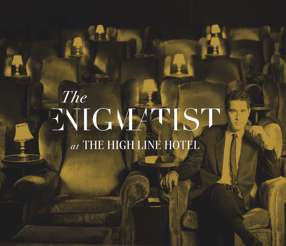 CylinBusby's tweet photo. Saw this fantastic show in NYC on Saturday night and yes, it is as amazing as everyone says—an immersive night in the place where puzzles and magic meet. Congrats to ⁦@davidkwong⁩ and ⁦@HighLineHotel⁩ —go see #theEnigmatist https://t.co/PKyGkyFMwx