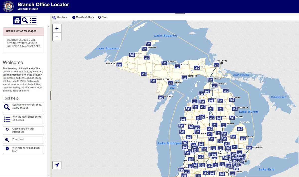 Michigan Department Of State On Twitter Secretary Of State Offices In Lower Peninsula Close For Rest Of Monday With Weather Closure Of State Government Residents Encouraged To Use Online Services Https T Co Ewhpm9m3ok Https T Co Uljcxbykjc