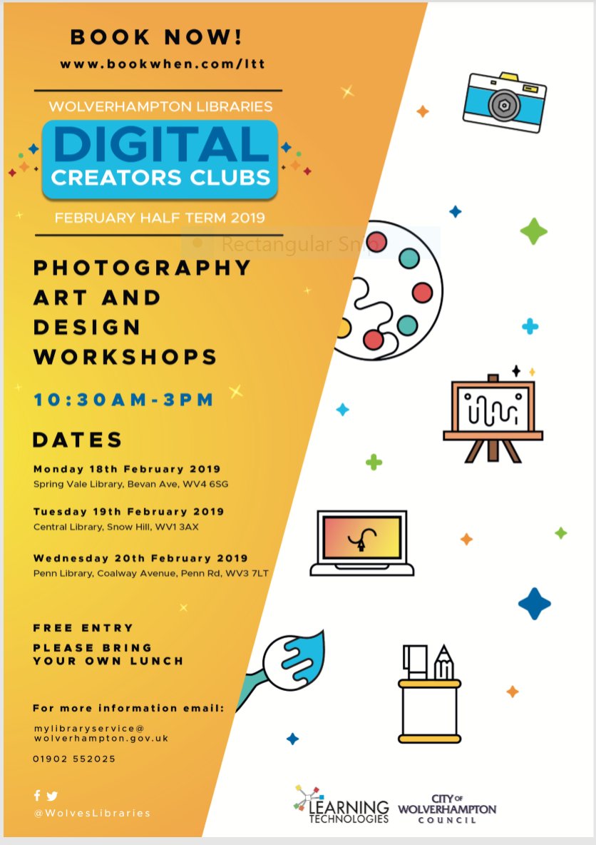 We really can't wait for the return of our Digital Creators workshops with <a href="/LTTOnline/">Wolverhampton LTT</a> Join us during February half-term for some photography, art, &amp; design workshops. Book now: bookwhen.com/ltt