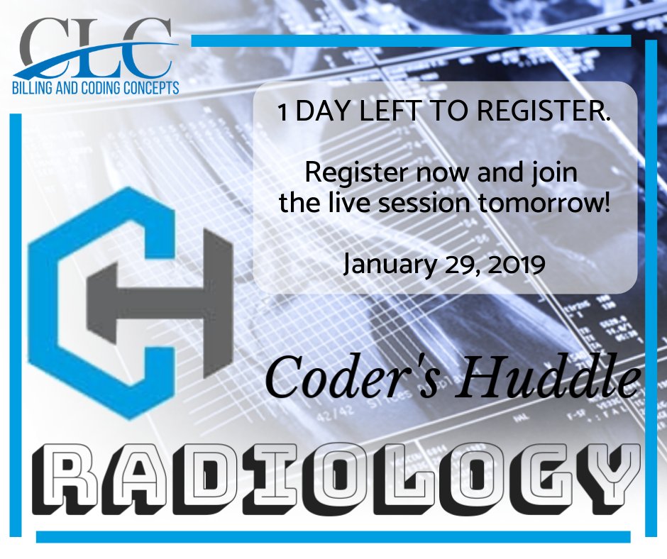 CLC_Concepts's tweet image. Visit clcconcepts.com/huddle to register for Coder's Huddle: Radiology Session.
#cpc #certifiedprofessionalcoder #certifiedcoder #medicalcoding #medicalcoder #passthecpc