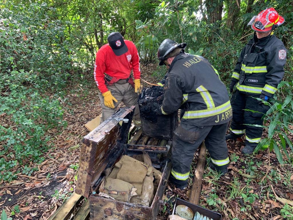 HialeahFD's tweet photo. Fire crews returned to the scene of a residential house fire that occurred  a week ago to assist the homeowner in recovering some  family valuables including his father’s WWII uniform. #HFD #hialeah #firedepartment #hialeahfiredepartment #firerescue https://t.co/CQZrXNv4k0
