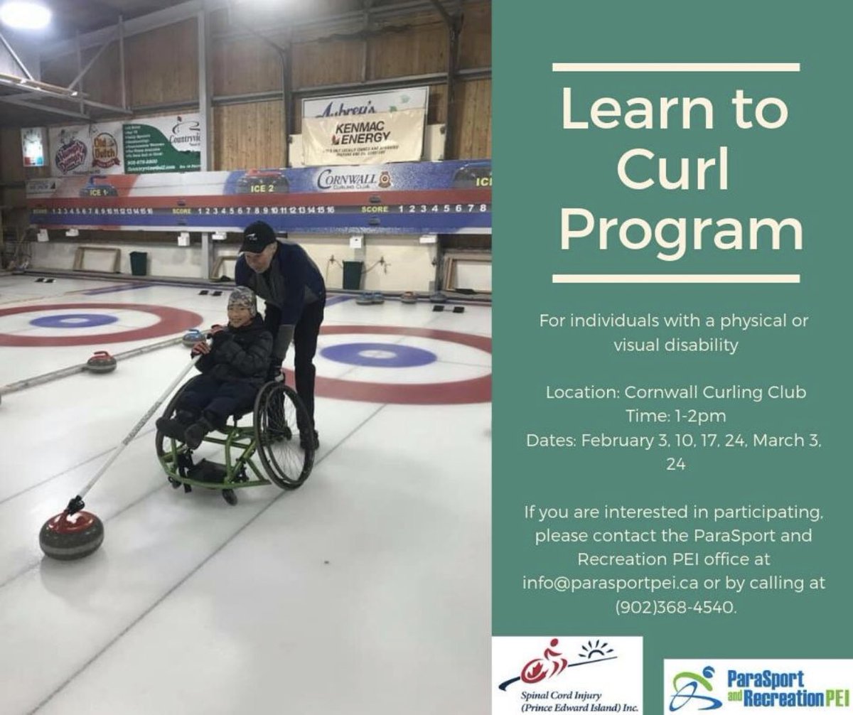 ParaSportPEI's tweet image. We are super excited to be offering a new Learn to Curl Program in partnership with Spinal Cord Injury PEI.