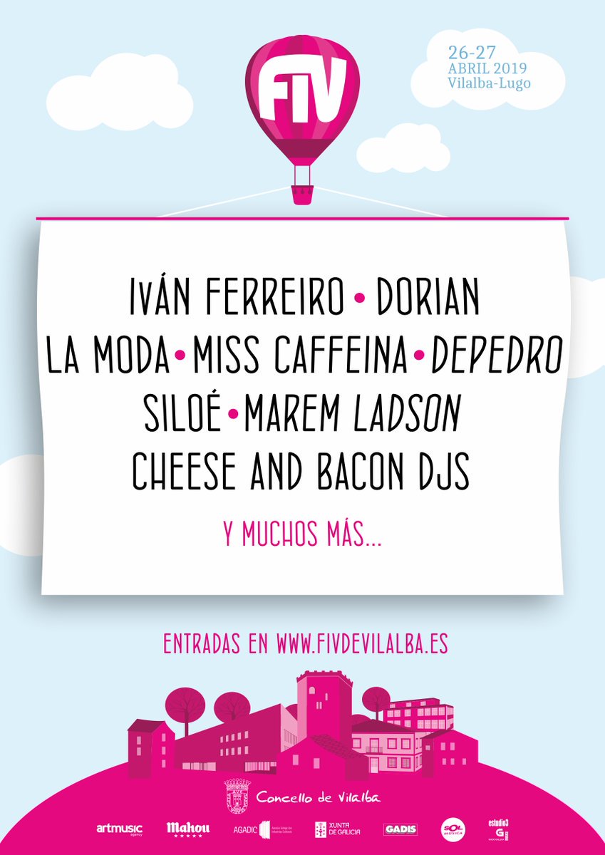 El <a href="/fivdevilalba/">FIV de Vilalba</a> añade a <a href="/ivanferreiro/">iván ferreiro</a>, @maremladson y <a href="/CheeseBaconDjs/">CheeseAndBacon Djs</a> al cartel de #FIV2019. Será el 26 y 27 de abril en Vilalba, Lugo youtube.com/watch?v=1CqEG7…