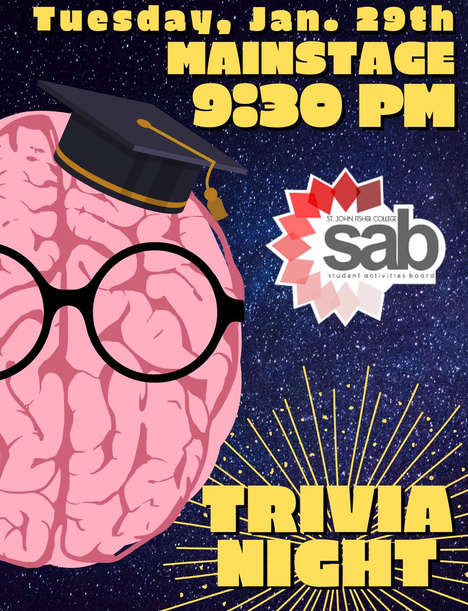 Come test your knowledge TOMORROW at our trivia night! There will be prizes given away to the winners! 🧠 ✏️ 🎓