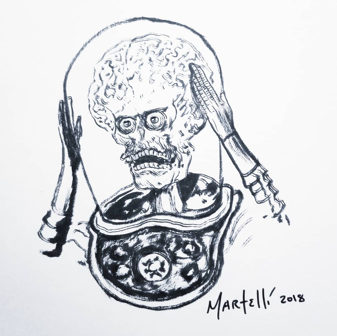 maxmartelliart's tweet photo. Monday #vibes
#mondayvibes #ughh #headache #marsattacks #timburton #ackackack #ackack #horror #inktober #inkdrawing #martian #mars #lifeonmars #alien #aliens #itsnotunusual #tomjones #wecomeinpeace #nodoves #slimwhitman https://t.co/aXyDF4zgXC