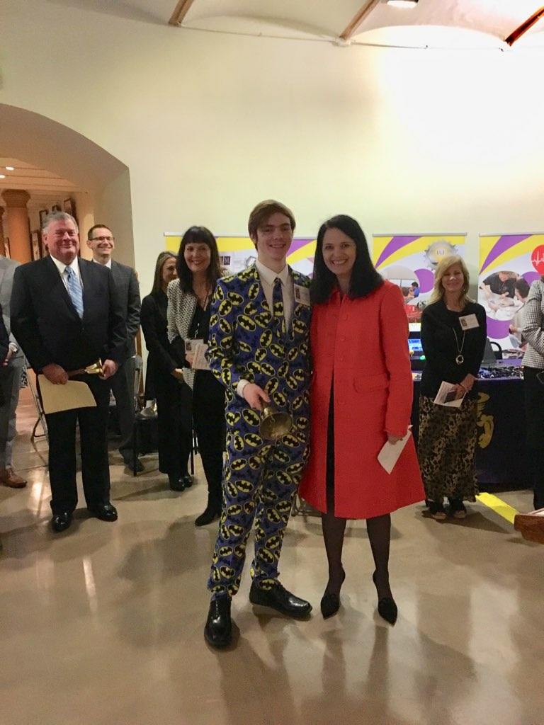 ATCPLTW's tweet photo. @DentonATC engineering student Grayson Weiss ringing in the Texas Captiol Schoolhouse with the Texas Deputy Comtroller Lisa Craven. https://t.co/faod45unt4