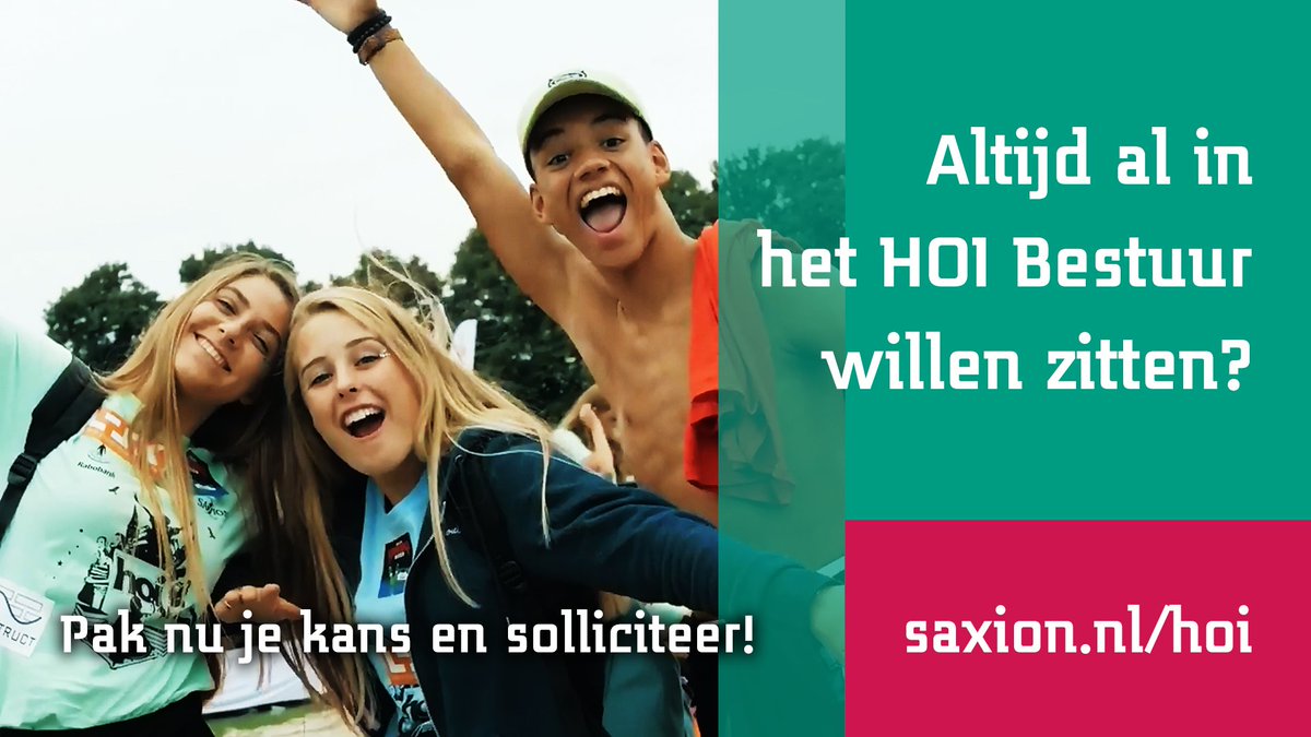 Nog maar 3 dagen om te solliciteren voor het HOI Bestuur 2019 in Deventer en Apeldoorn! Check saxion.to/2BaqUyD #vacatures #hoi #deventer #apeldoorn #introductie