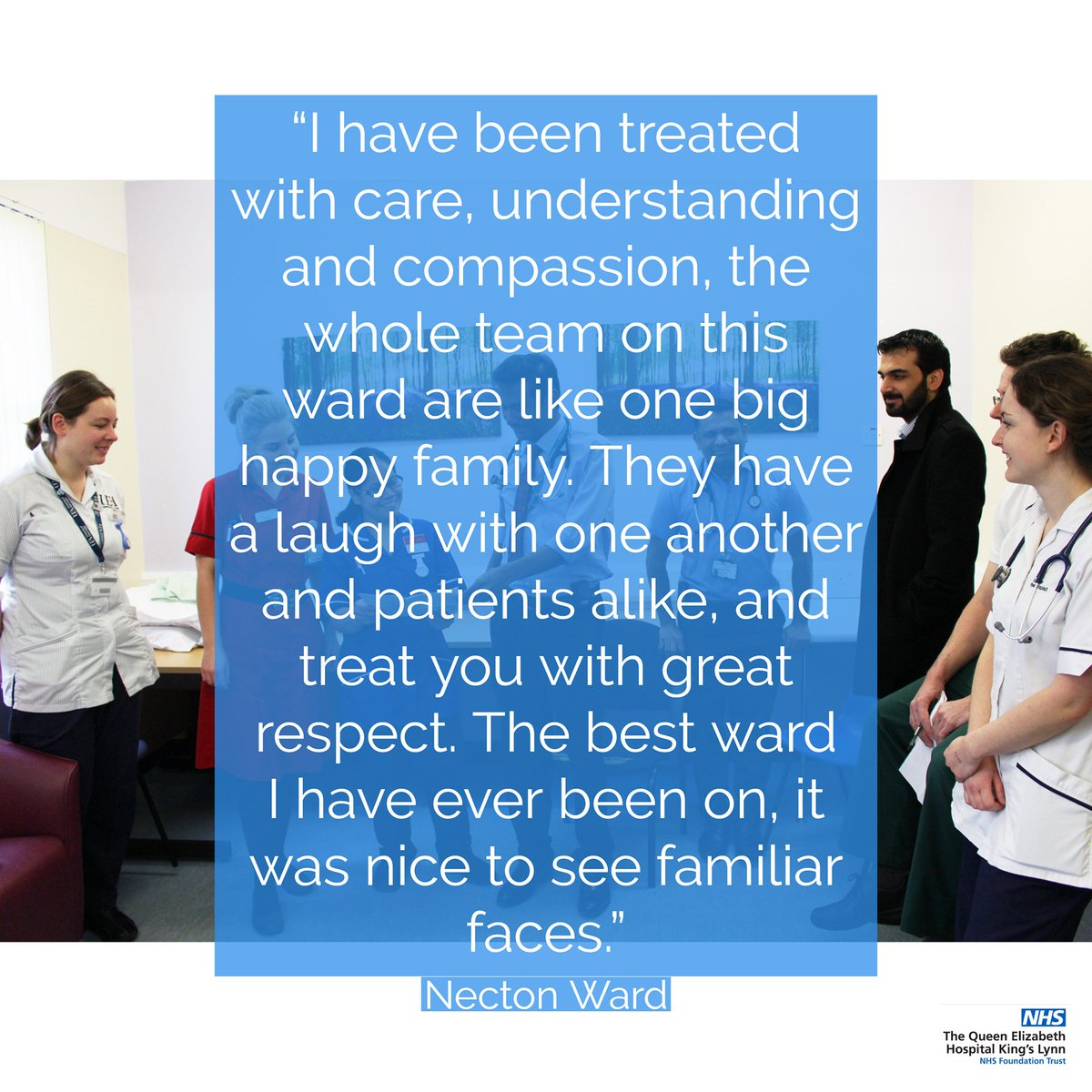 TeamQEH's tweet photo. We have received a range of lovely compliments for our Necton Ward through the Friends and Family Test (FFT).

We love hearing your feedback and share it with colleagues, do you have any messages for TeamQEH staff? https://t.co/B0YhYdXha5