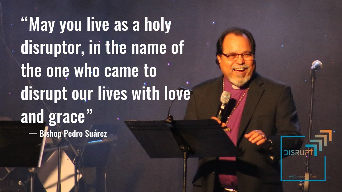 elcaymnet's tweet photo. “May you live as a holy disruptor, in the name of the one who came to disrupt our lives with love and grace” - Bishop Pedro Suárez #ext19 https://t.co/iTTFVjbEMj
