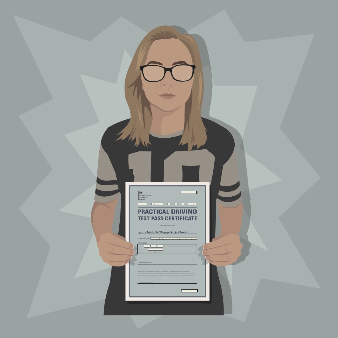 bethrmoore10's tweet photo. I passed my driving test first time last week!! 😊 brought a car and waiting to pick it up this weekend - can’t wait!! 😁 #passedmydrivingtest #vectorart https://t.co/BAYo6doL9I
