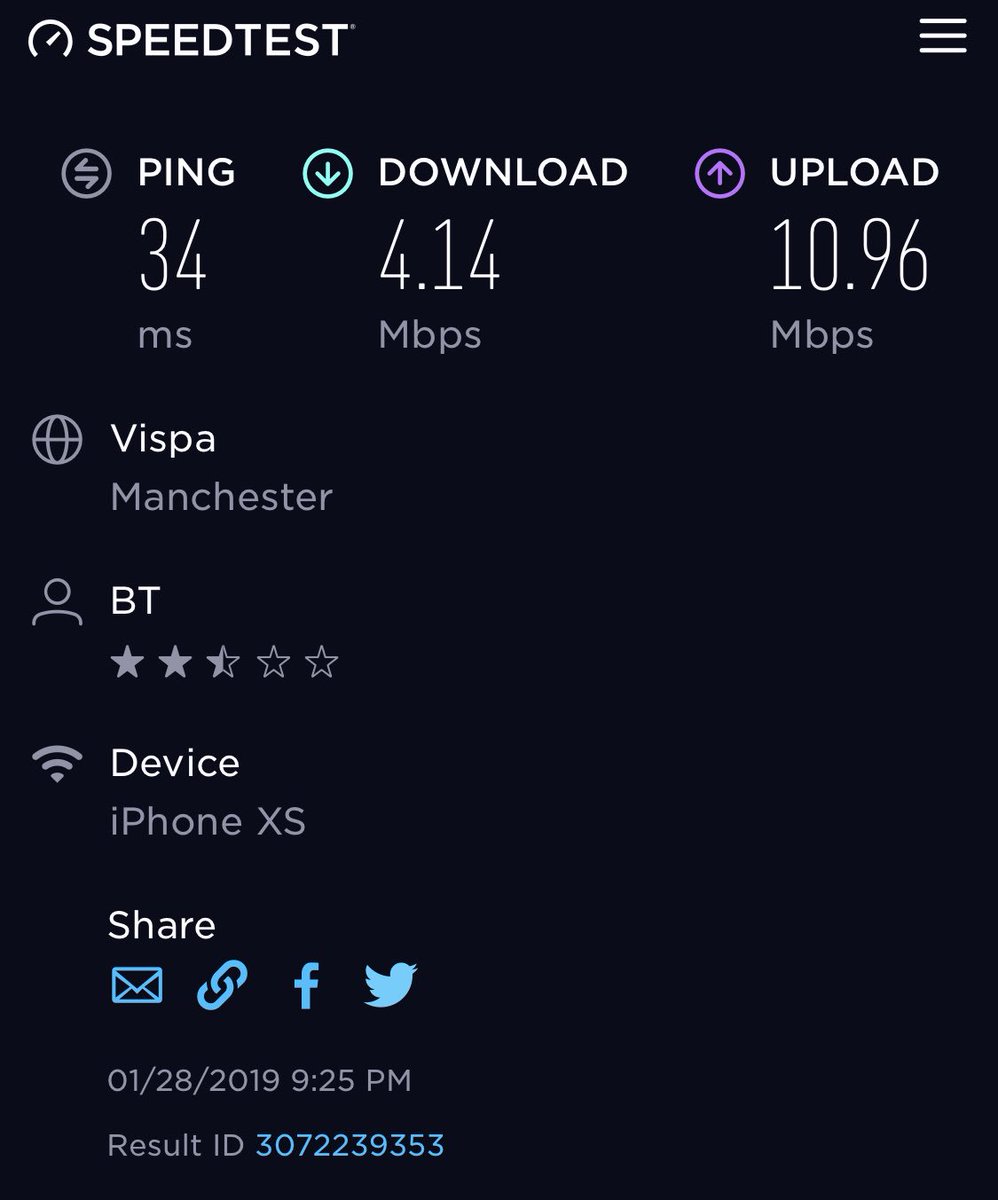 physiocraig's tweet photo. ⁦@bt_uk⁩ not delivering on service once again! When we have internet we get these speeds! #fail #slowbroadband https://t.co/0ye90wfp7p