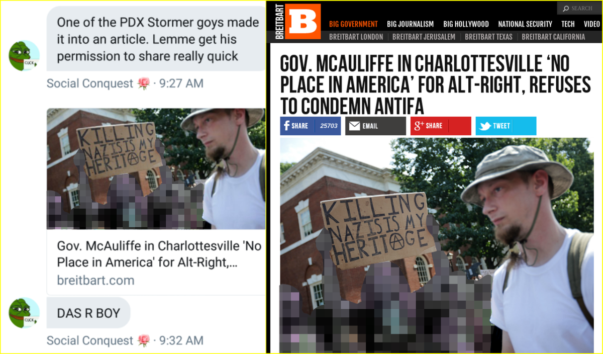 Mike Dorsey, a neo-Nazi affiliated with the PDX Stormers who attended the deadly  #Cville Nazi rally in August of 2017, has also participated in Joey Gibson's Patriot Prayer rallies. More info on Dorsey here  https://rosecityantifa.org/articles/michael-dorsey/