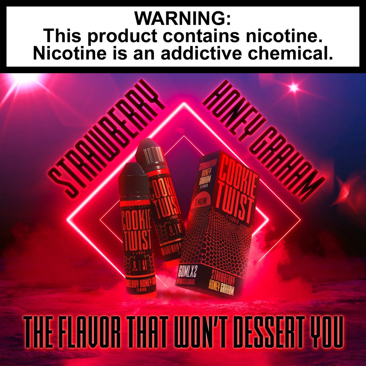 Fresh from the oven, the sweetest addition to the TWIST E-Liquids line yet: Strawberry Honey Graham🍓🍯💨With its beautiful deep red design, this delicious concoction features strawberry jam, slathered over flavorful graham crackers, and drizzled with honey. 💫#ComingSoon