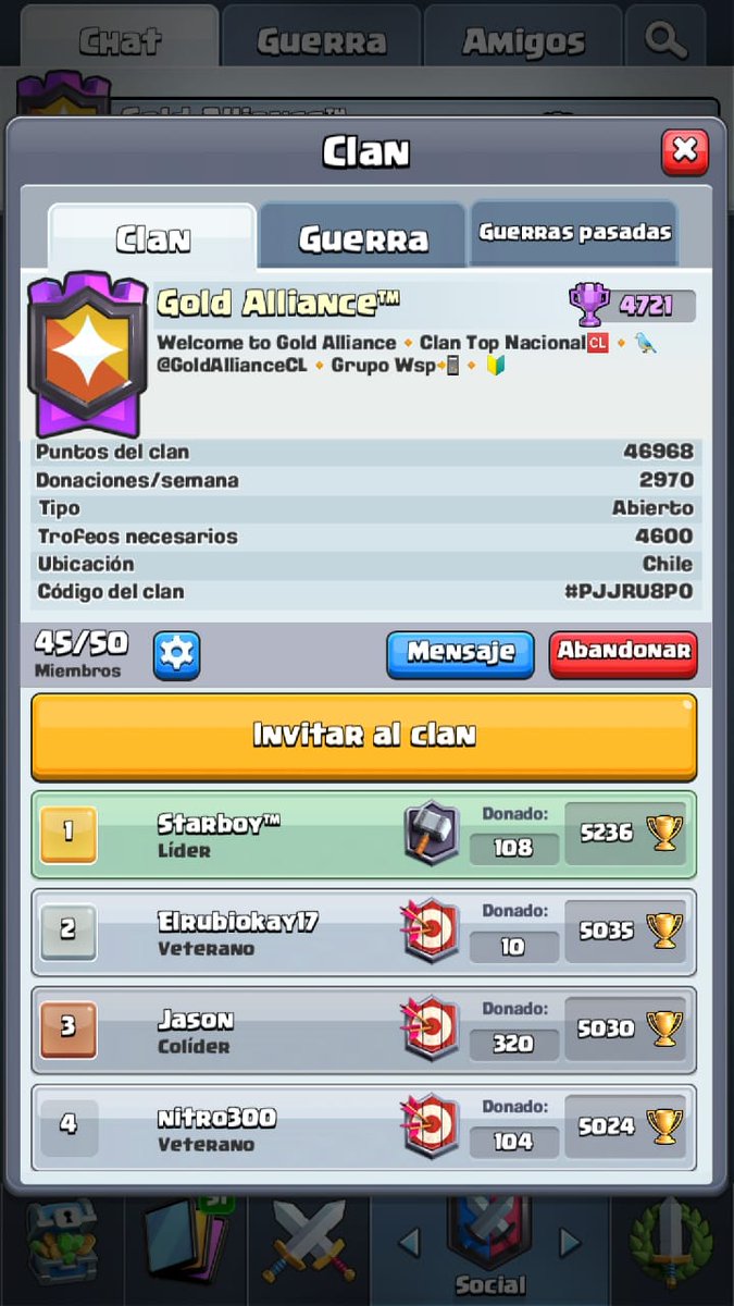 Estamos en busca de gente responsable y comprometida para nuestro clan

Requisitos :
✅Actualmente en 4.6 copas
✅ser activo en guerras

Si quieres ser parte de esta famila envia un MD a nuestro líder <a href="/Star6536/">Nia Dawn</a> 🙌