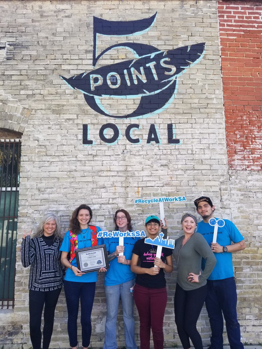 ReWorksSA's tweet photo. Do you ever feel bad about using a plastic straw in your iced coffee? @5PointsLocal traded plastic for bamboo! Stop in and congratulate them for their #ReWorksSASilver Recycling Certification! Thank you for commitment to #SanAntonio 5 Points team! #RecycleAtWorkSA https://t.co/YG2aSM7jjb