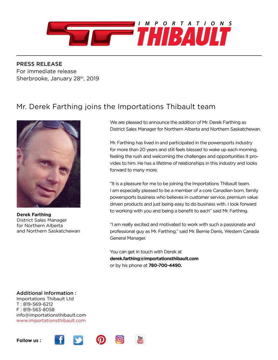 ITLCanada's tweet photo. Press Release : Welcome to our new District Sales Manager for Northern Alberta and Northern Saskatchewan https://t.co/n5b84SXD01