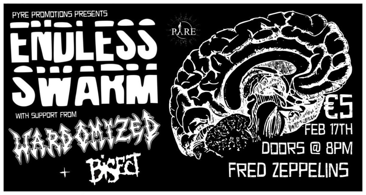 PYRE Grindcore night at Freds. February the 17th! A fiver on the door. @endlessswarm//@wardomized// #bisect 
#pyre #grindcore