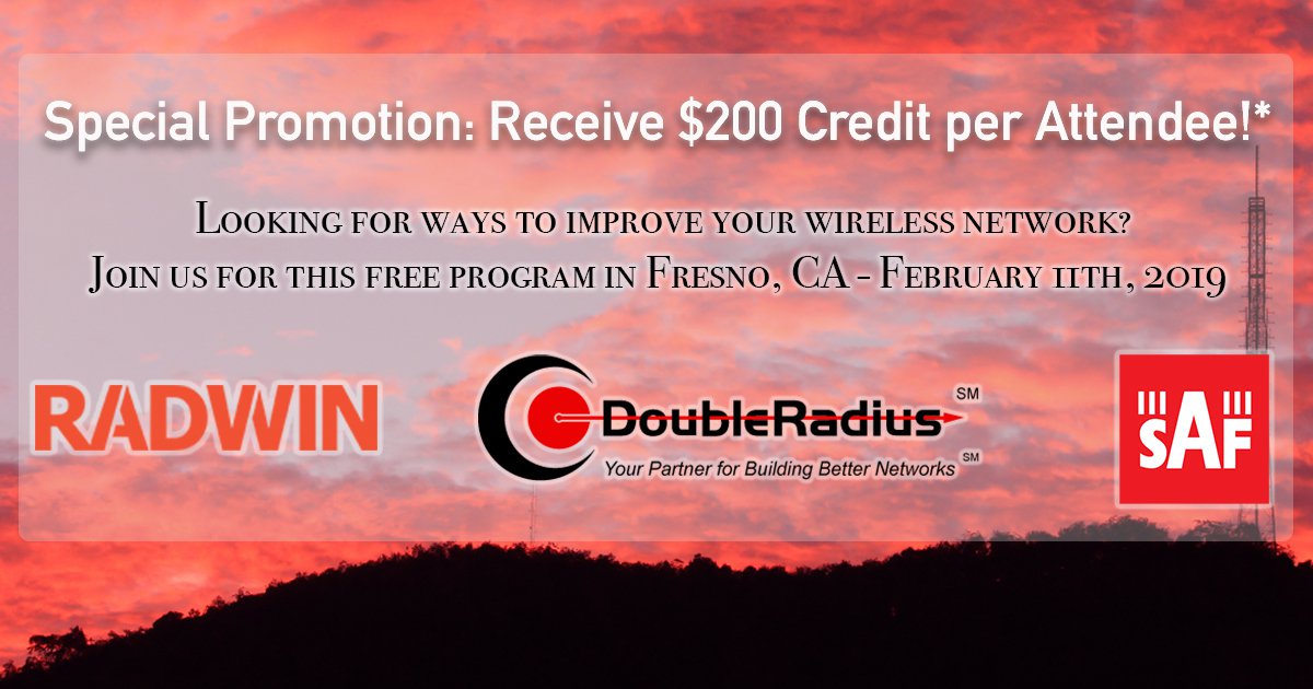 DoubleRadius's tweet photo. Every attendee at our Build Better Networks Day will receive a $200 credit toward the purchase of @SAFTehnika and @radwin!🤑🤑🤑Register today to reserve your seat! #buildbetternetworks #doubleradius

https://t.co/XSOXwyVCqD https://t.co/I4JIRyp30c