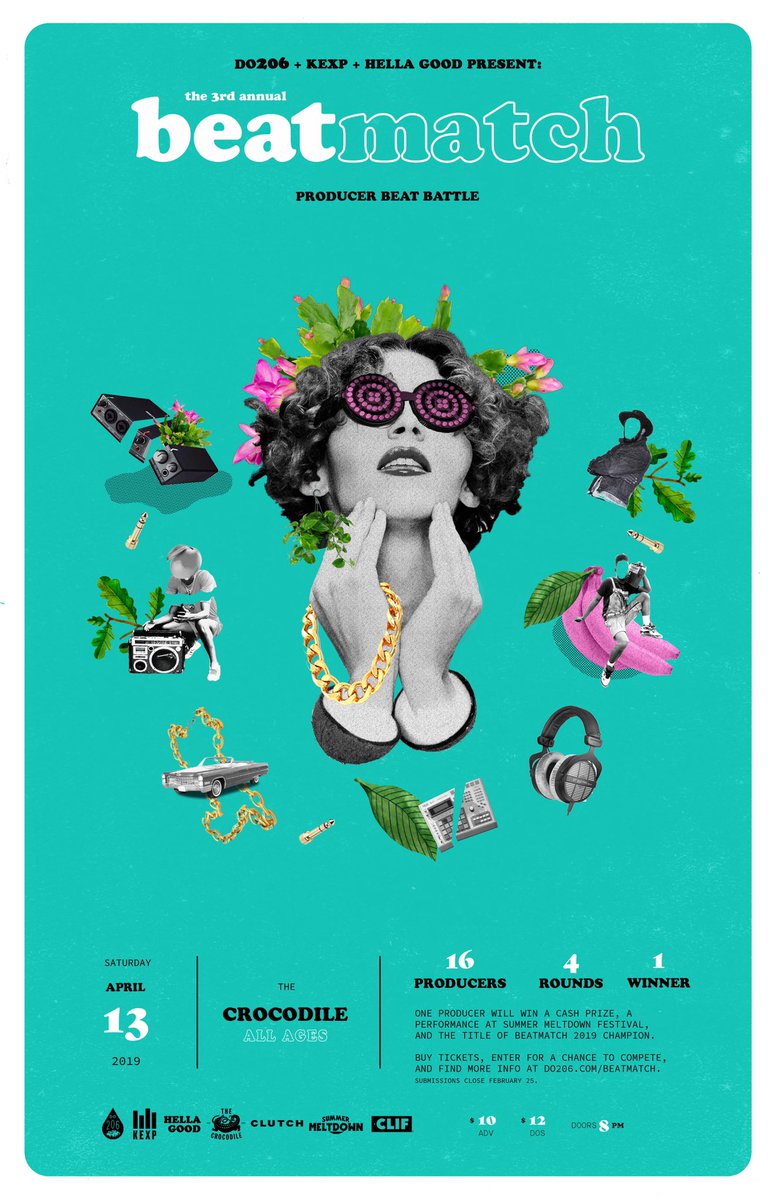 BeatMatchSEA's tweet image. Excited to announce the 3rd annual BeatMatch producer beat battle!

16 producers will compete head-to-head at @thecrocodile on Apr 13 to win a cash prize, a performance at @SummerMeltdown, &amp;amp; the title of BeatMatch 2019 Champion!

More info at Do206.com/BeatMatch.