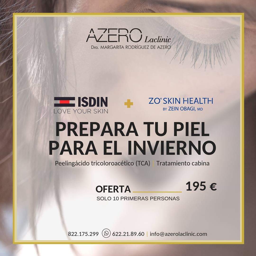 AZEROLaclinic's tweet photo. ¡Promoción #AZEROLaclinic! ✨

❄️Prepara tu piel para el invierno: ISDIN B.R.A. Peeling, innovador tratamiento de rejuvenecimiento con efecto peeling de ácido tricoloroacético (TCA) + tratamiento de cabina ZO Skin Health ¡por tan solo 195 euros! https://t.co/zipP6Fw2EO