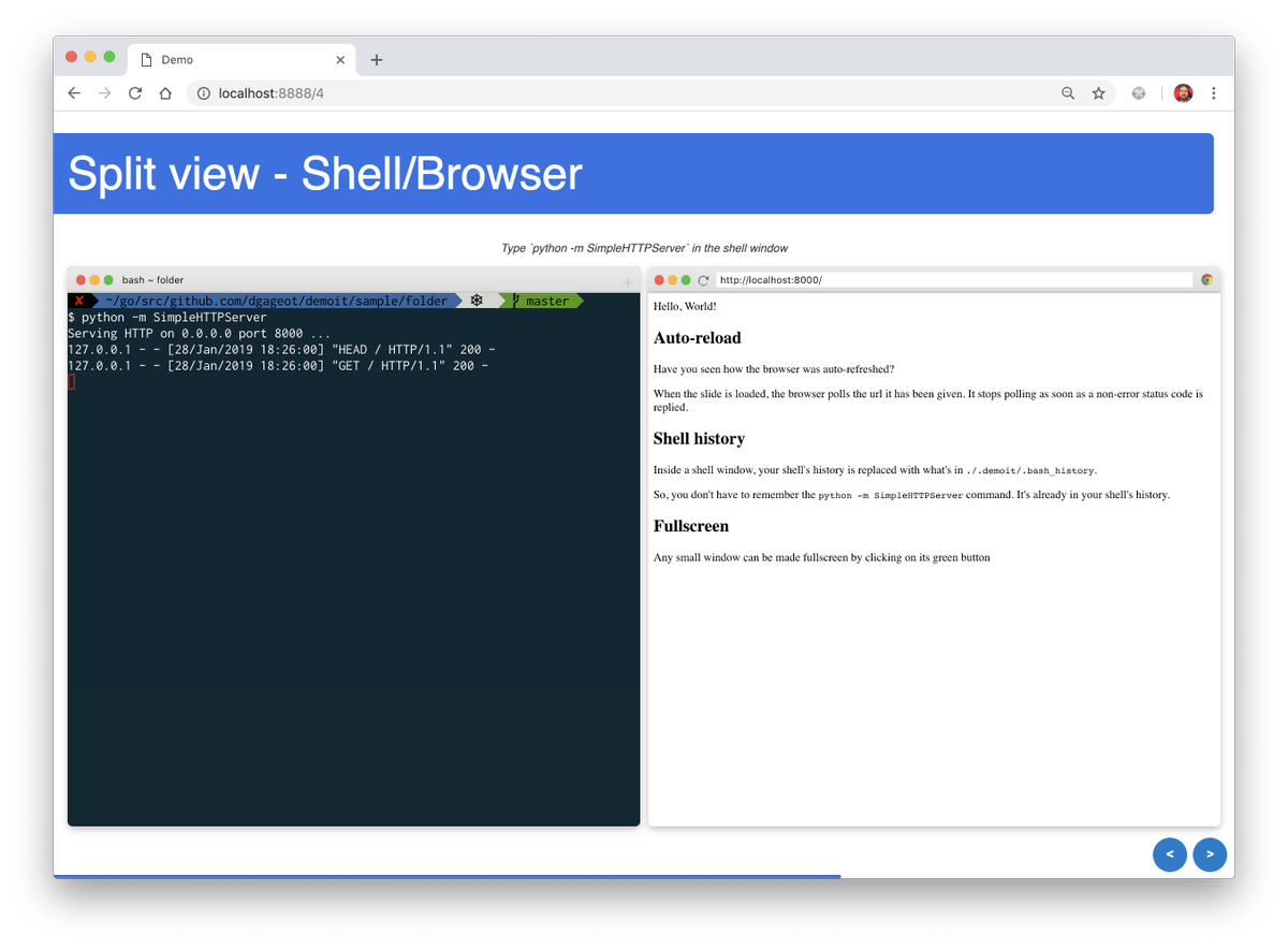 dgageot's tweet photo. For about a year, I've been giving live coding talks with a tool I developed to avoid context switching. This tool is now open source 🥳🍾🎉

https://t.co/tGAugbjOAP

⚠️ Major caveat: It works on my machine, and has been seen working on another machine.

Try it, have fun! https://t.co/XfuXJGQImN