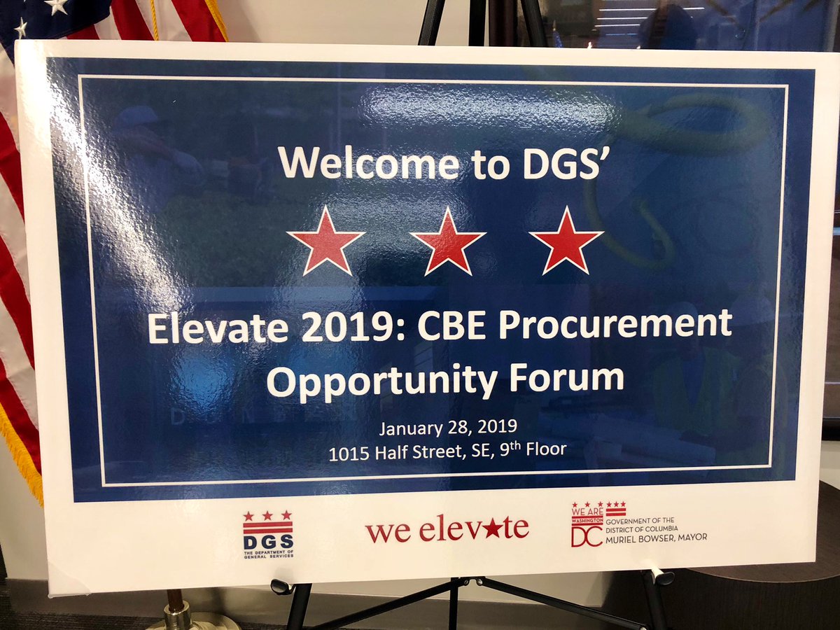 DCDGS's tweet photo. General contractors are starting to setup their tables to participate in @DCDGS Elevate 2019 CBE Procurement Opportunity Forum! #elevateDC https://t.co/U0vL2XavnG