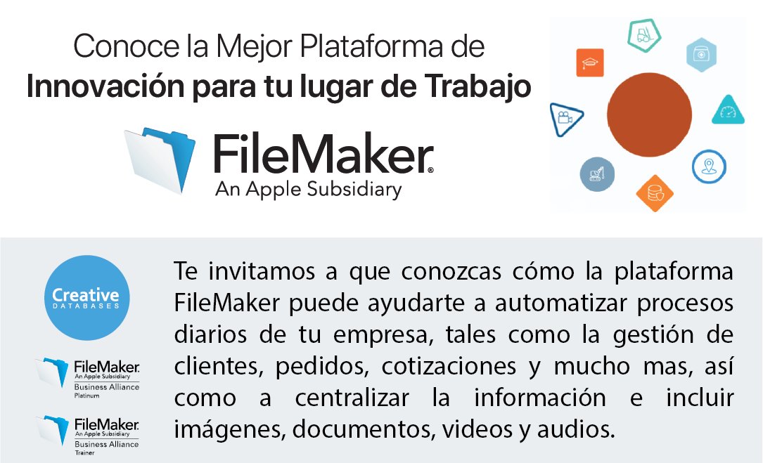 CDatabases's tweet photo. Regístrate para asistir el 12 de febrero a la presentación en la Ciudad de México o atiéndela en linea
Con tu asistencia obtendrás el 10% de descuento en cualquiera de nuestros cursos.
#FileMaker #CDMX #CreativeDatabases #WorkplaceInnovationPlatform https://t.co/eYruI2OGSN