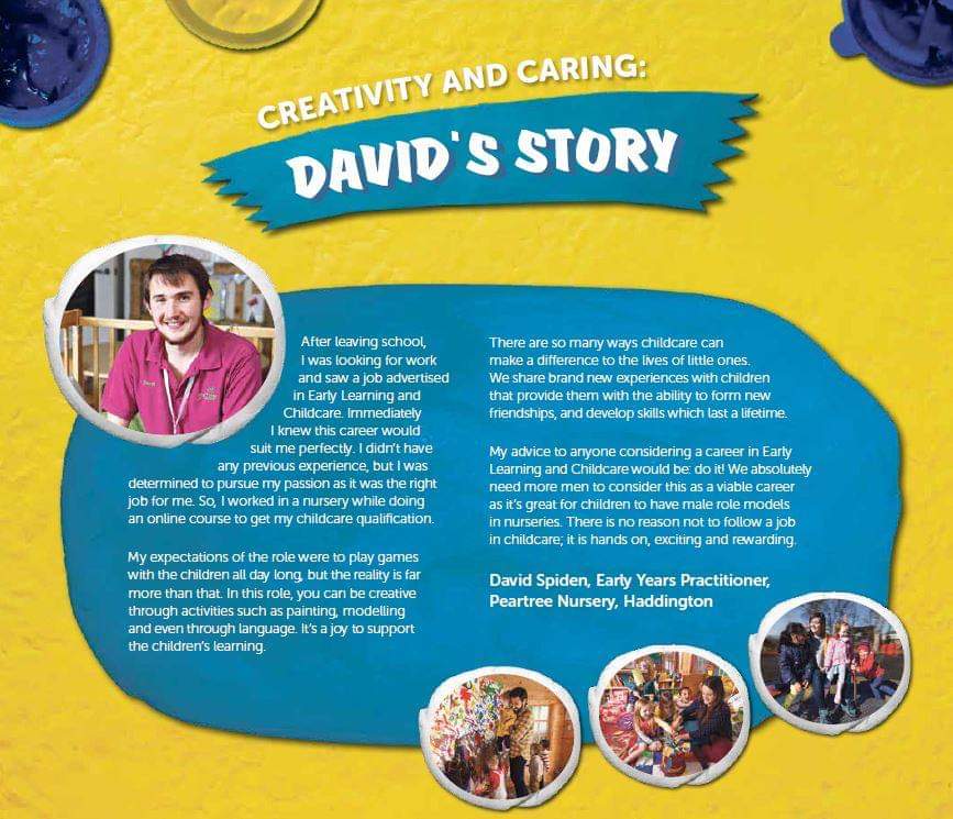 ELCScotGov's tweet photo. Case study of the fantastic David, who is one of our ELC ambassadors for the national recruitment campaign @MareeToddMSP https://t.co/Li5pxbgI6F