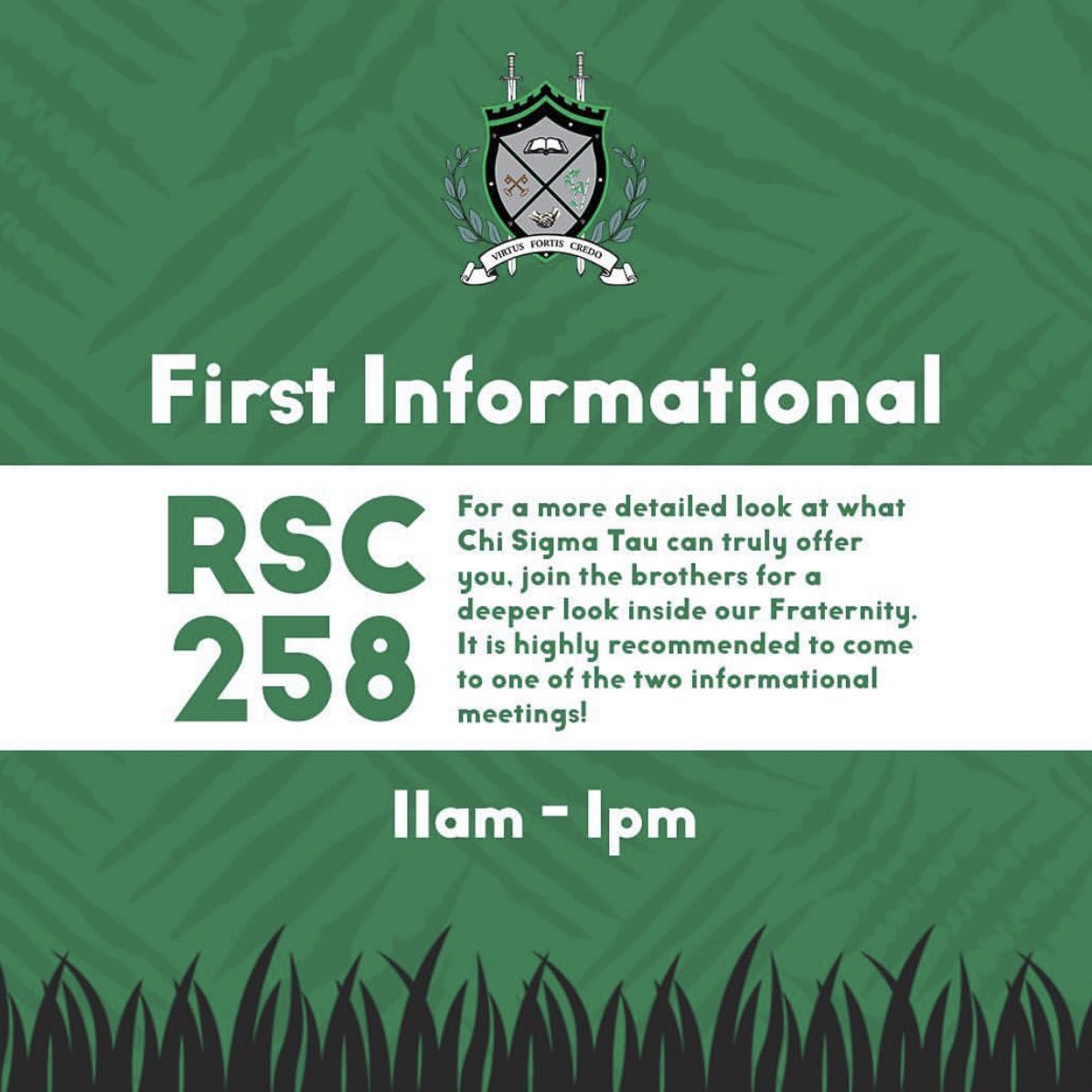 Chi Sigma Tau (<a href="/wichitachisigs/">Wichita Chi Sigs</a>) begins recruitment week today! Learn more about these courageous men over the next two weeks 💚