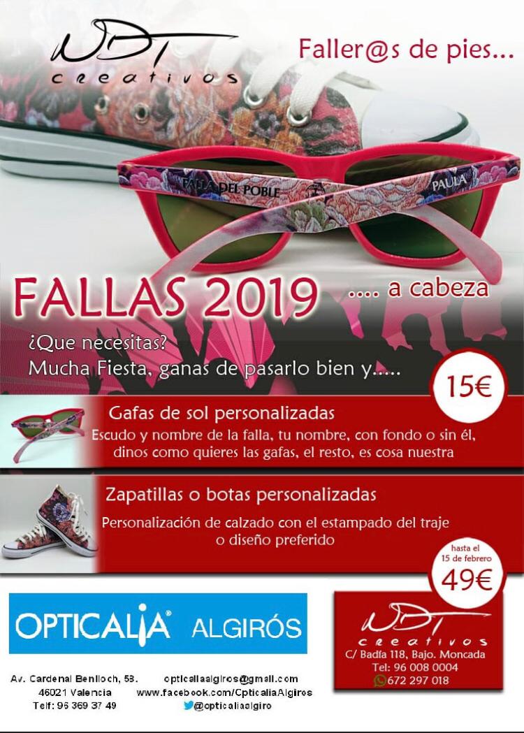 OpticaliaAlgiro's tweet photo. Las #Fallas 🔥 ya están a la vuelta de la esquina. Y en Opticalia Algirós 👓🕶👀 te "vestimos" de los ojos 🕶 a los pies 👟.
En colaboración con NDT Creativos hemos preparado unas gafas de sol 🕶 y unas zapatillas 👟 o botas 🥾 personalizadas para ser faller@s 100%.
Consúltanos!! https://t.co/haDzdjSOX6