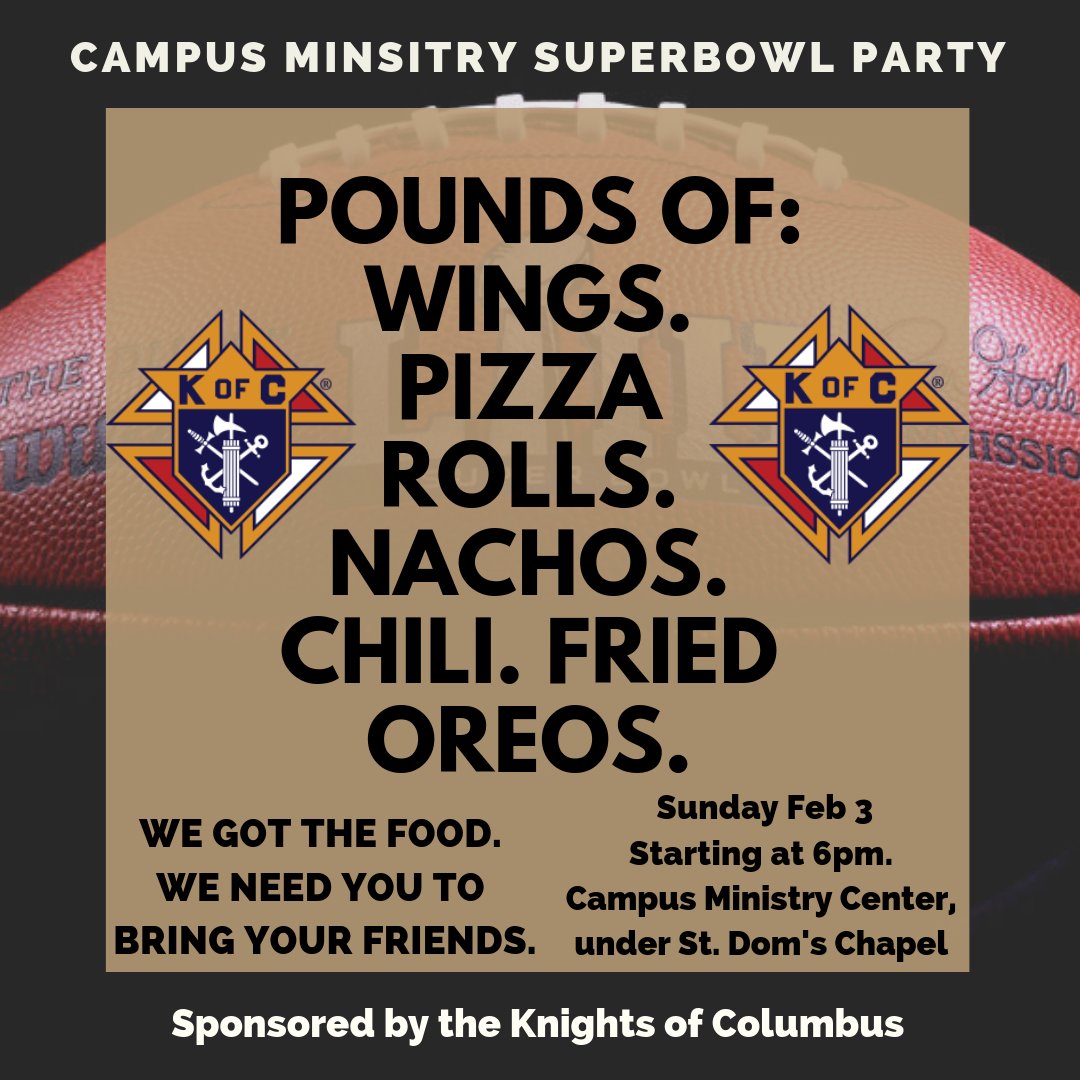 We got the food. Pounds of it. You bring your friends. See you at 6pm THIS Sunday for Pats vs. Rams.