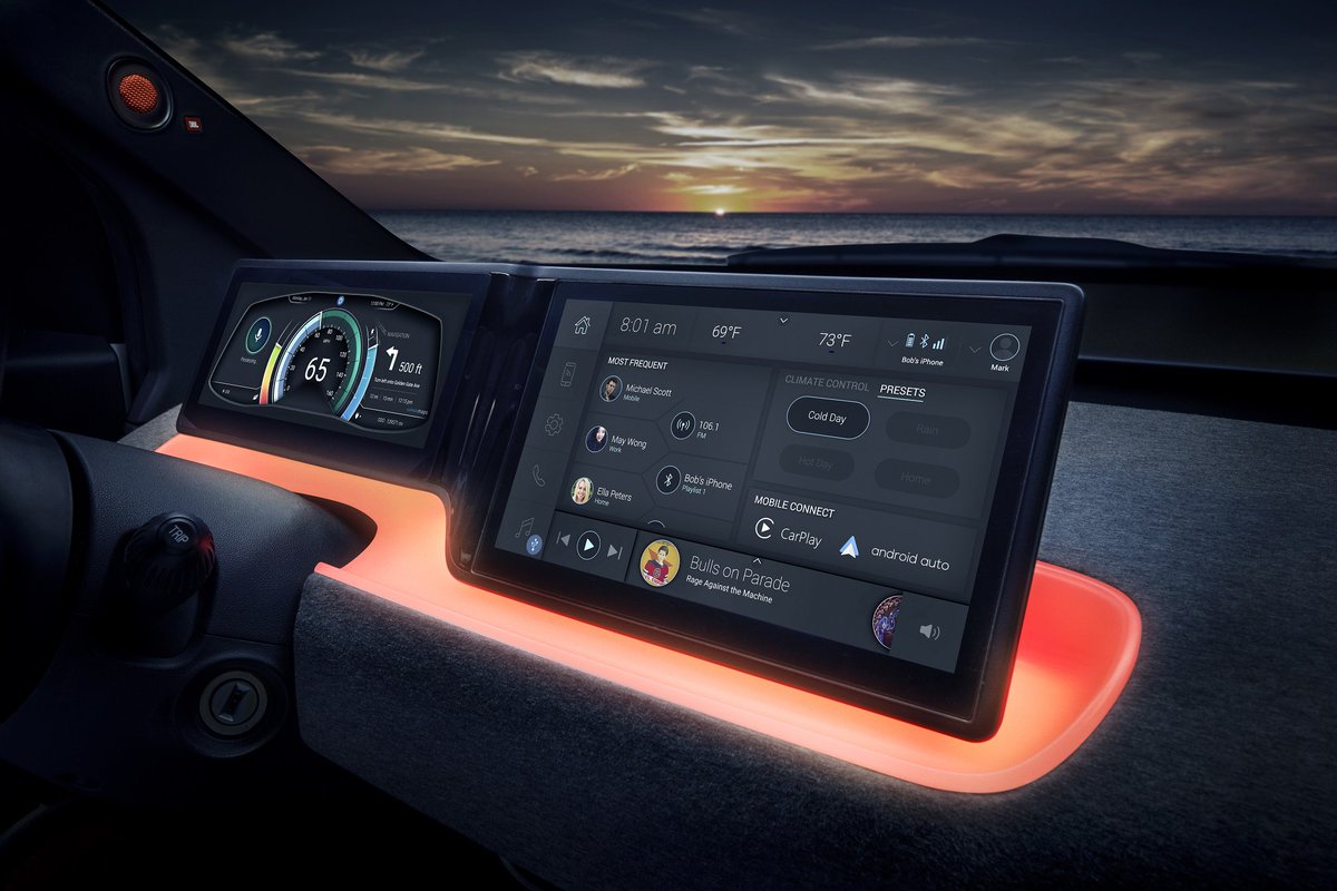 Harman's tweet photo. As we wait for fully-autonomous cars to hit the road, keeping the focus on advancing the digital cockpit and ADAS technology is imperative. At #CES2019, #HARMAN revealed our own state-of-the-art digital cockpit. Learn more from @USATODAY's @bobodtech: https://t.co/982fv3VxMe https://t.co/sD3K5ZChOm
